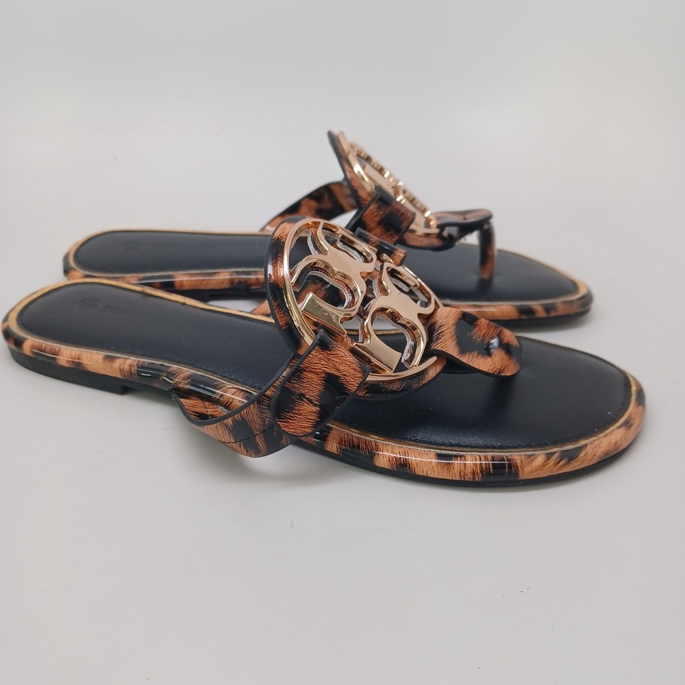 Tory Burch Sandal Patent Leopard Print Flats Womens US 7 or 7.5 - Picture 10 of 13
